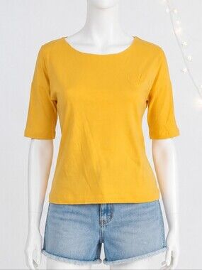 Ungaro Solo Donna Paris Yellow Italian Cotton t-shirt Size 4